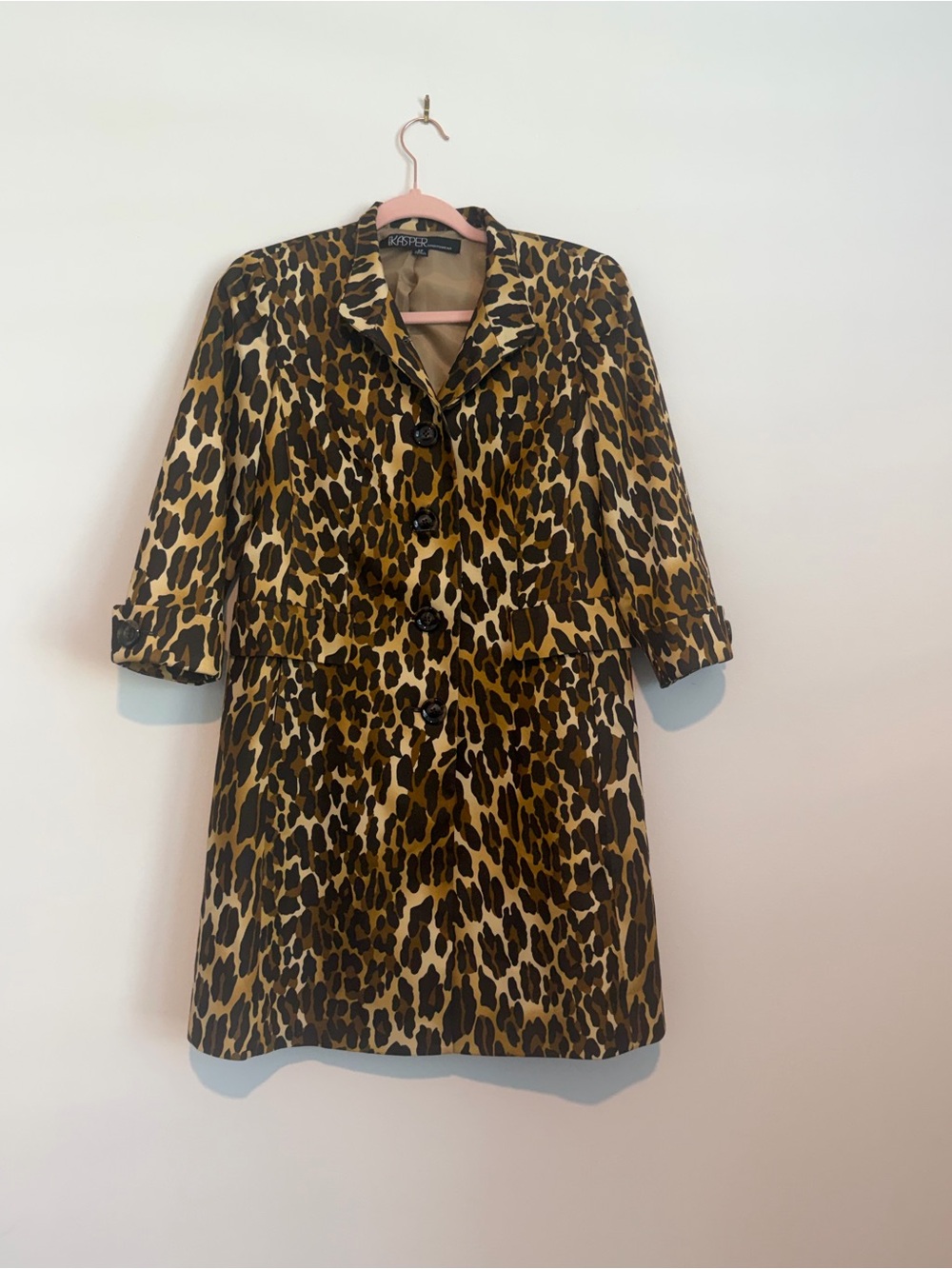 Kasper Petite Leopard Print Jacket Coat - Statement Animal Print - Size 2P